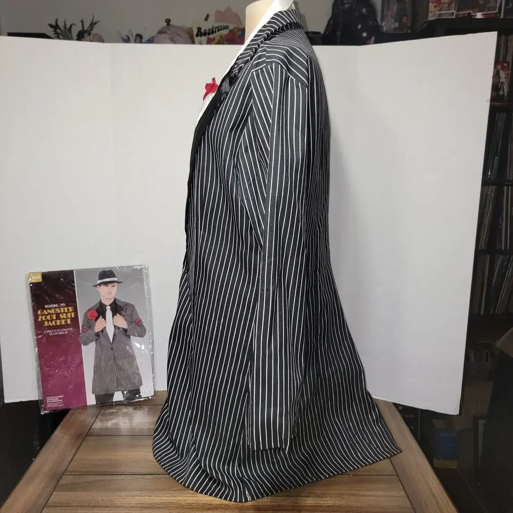 Roaring 20's Gangster Zoot Suit Jacket (OSFM) + Tie & Rose Clip